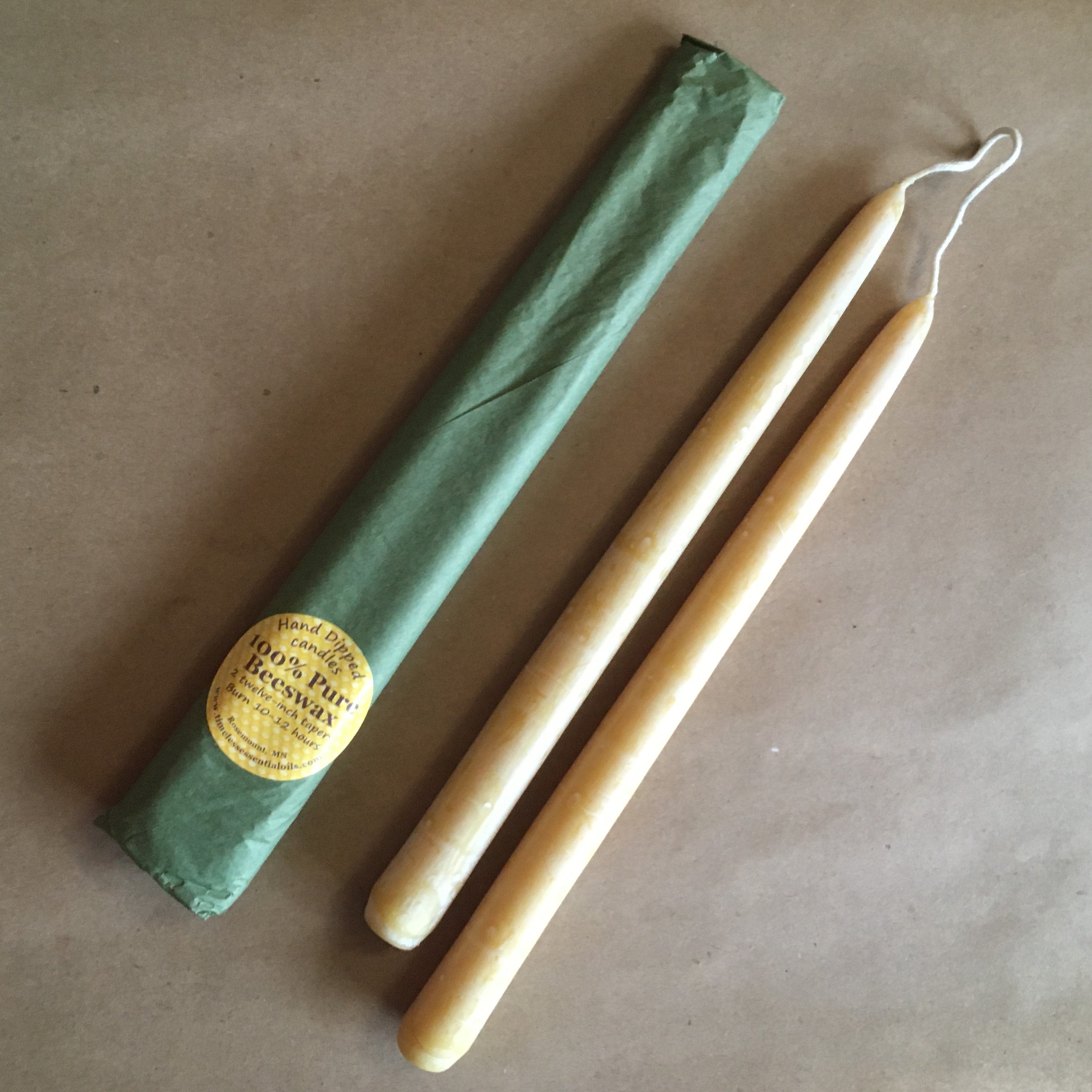 12 Pure Beeswax Candle Pair